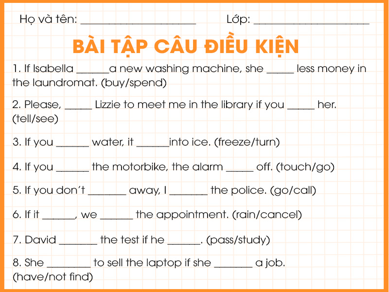 Bài tập câu điều kiện