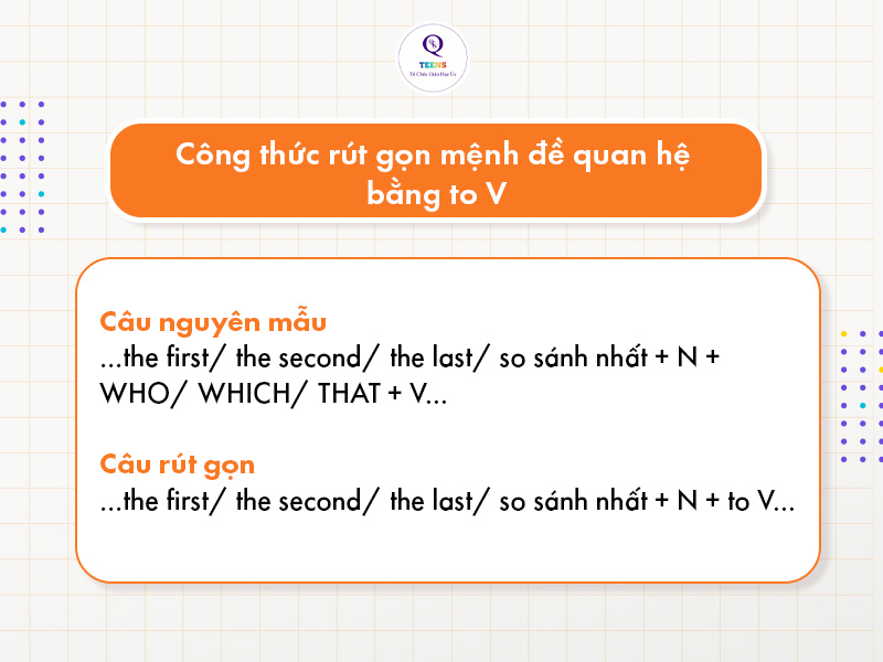 Công thức rút gọn mệnh đề quan hệ bằng toV