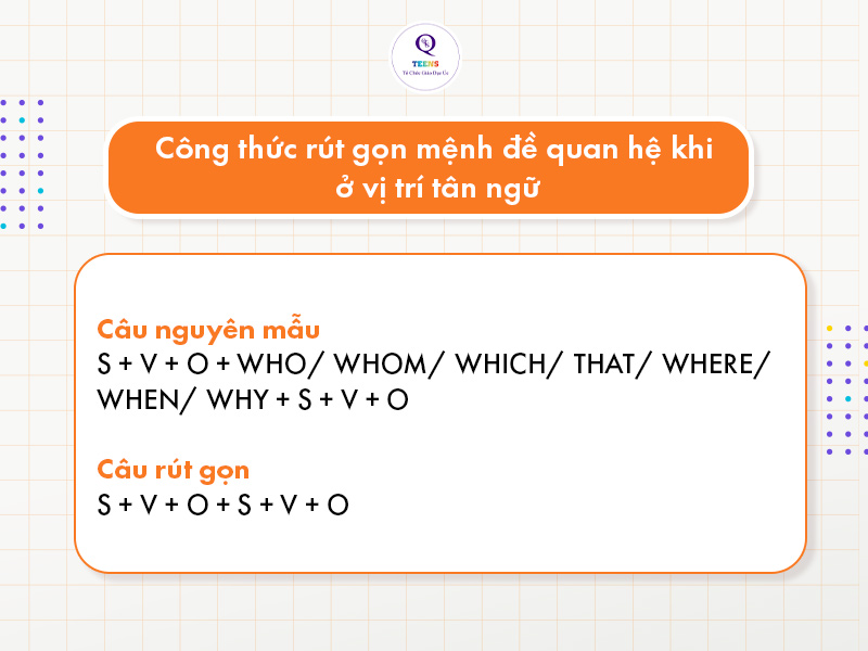 Rút gọn mệnh đề quan hệ khi ở vị trí tân ngữ