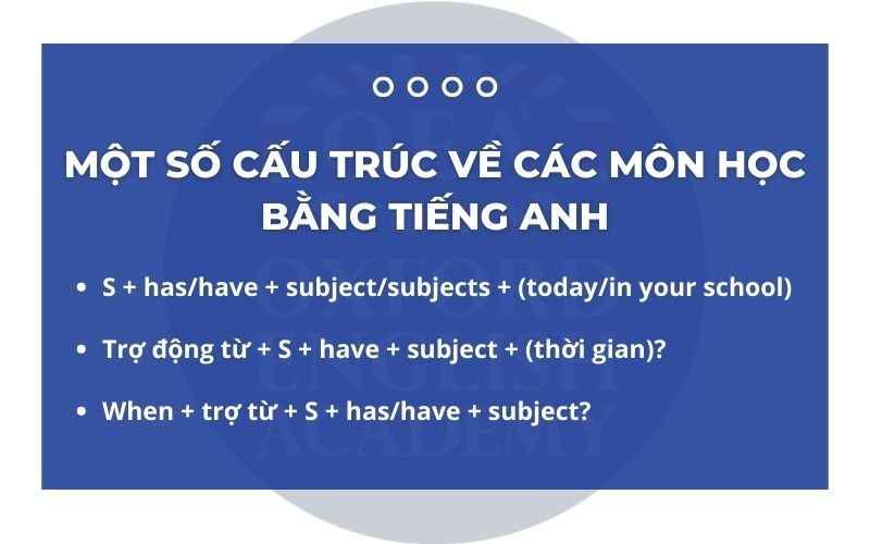 Một số cấu trúc về các môn học 